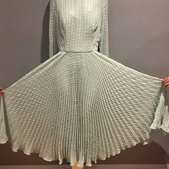 Ieena for Mac Duggal Embroidered Long Sleeve Ruffle Dress NWT - Picture 9 of 17